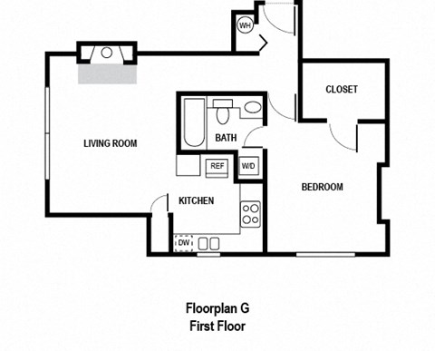 a floor plan of a house with a bedroom and a living room